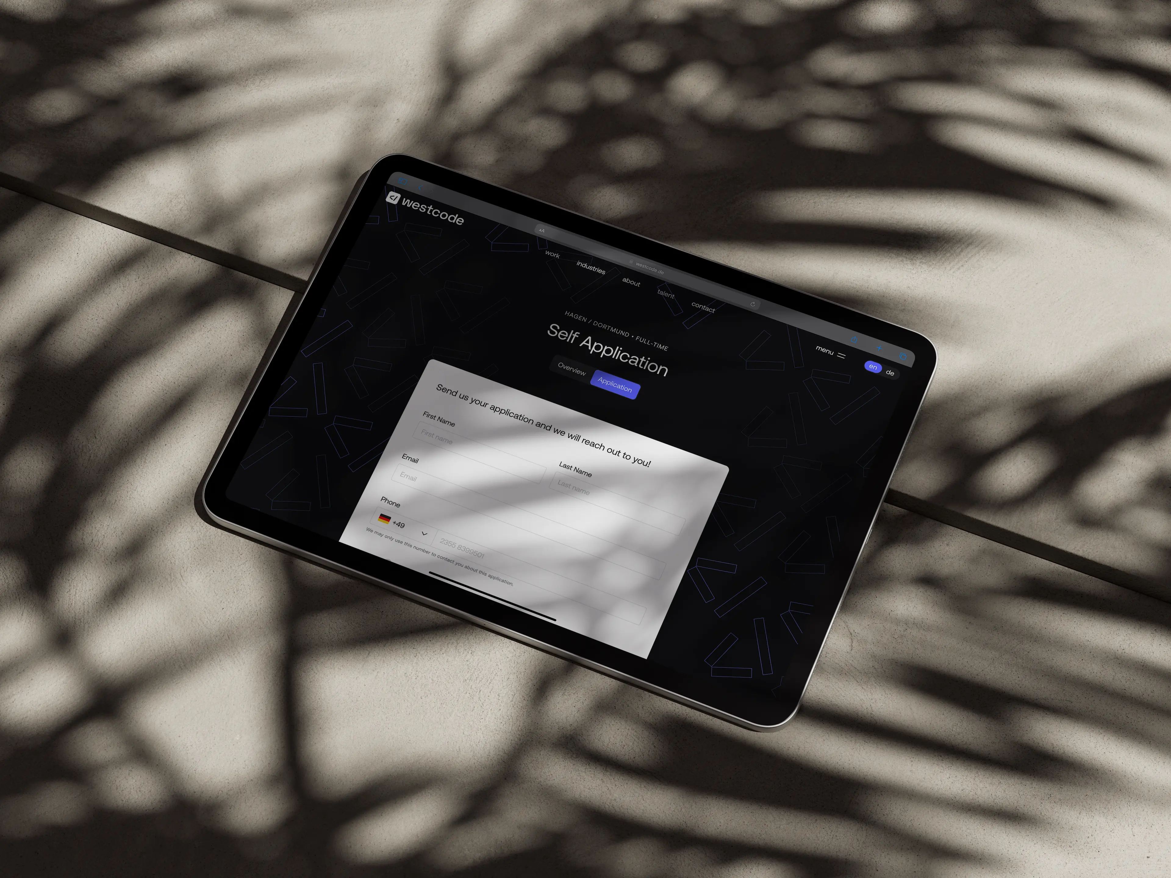Westcode Tablet Self-application